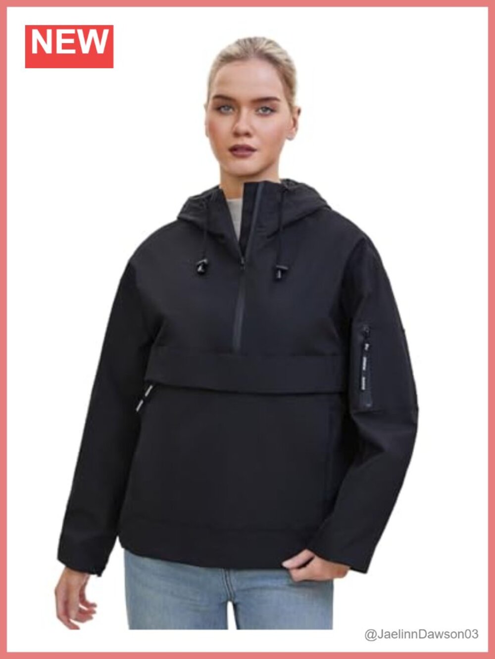 PUFFIT Women's Waterproof Pullover Rain Jacket Hooded Anorak